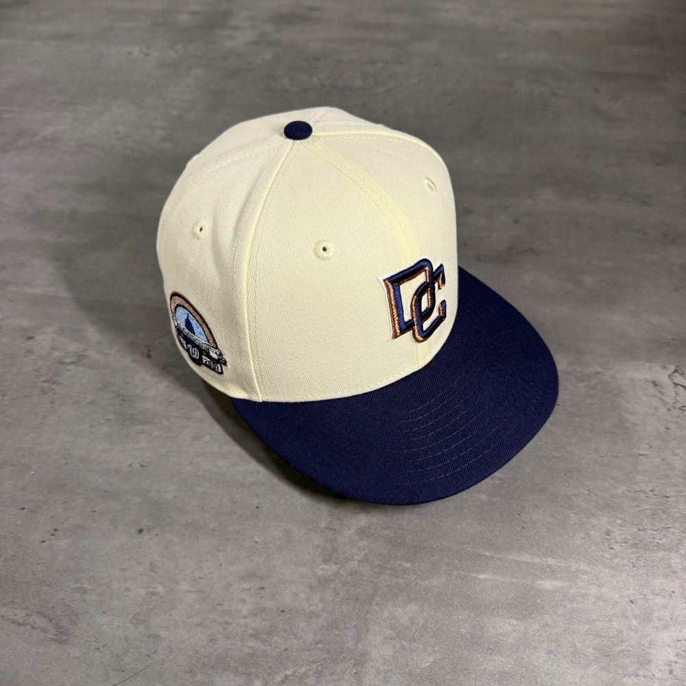 Hat Club Washington‎ Nationals New Era Cap 6 7/8 Cream Navy DC RFK Stadium Patch